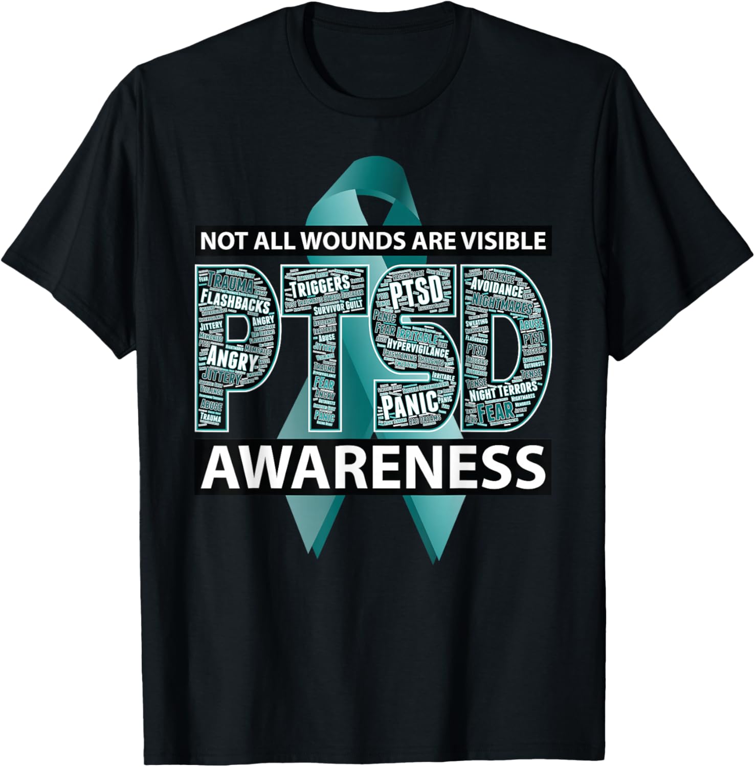 PTSD Not All Wounds Are Visible WordCloud Ribbon
