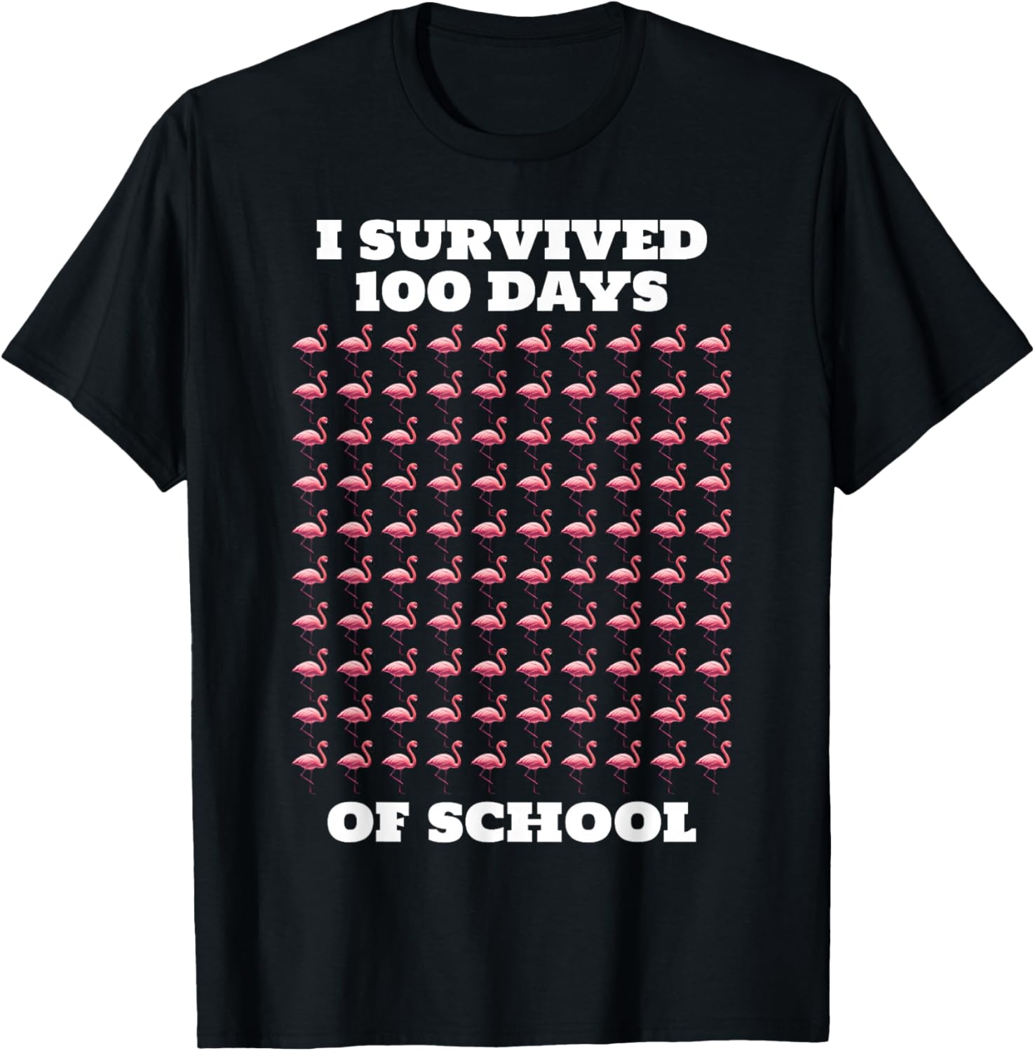 Funny pink flamingos 100 days of school